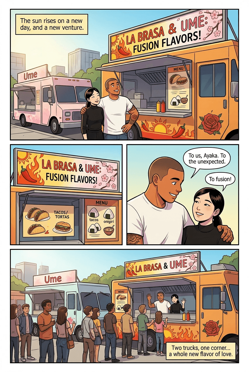 Two Trucks, One Corner, page 5 of 5, Retro Pop style