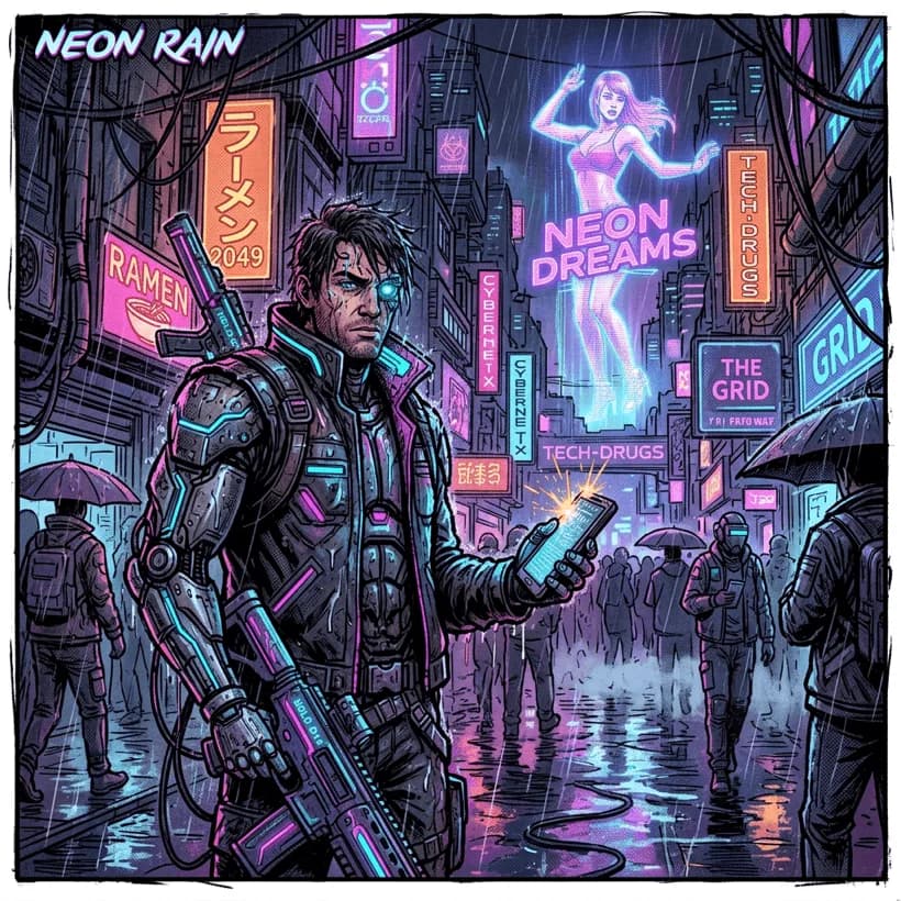 Cyberpunk comic art style example