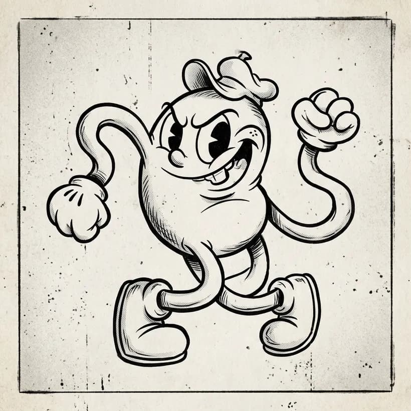 Rubber Hose comic art style example