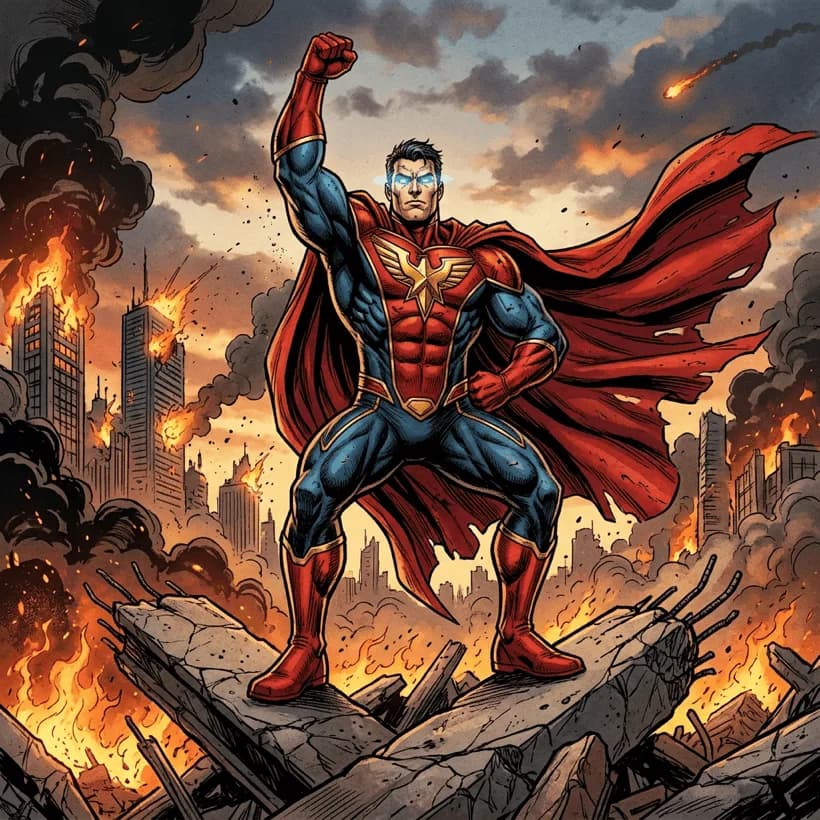Superhero comic art style example